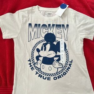 NWT: DISNEY! Mickey Mouse Cream and Blue Boys graphic T-Shirt